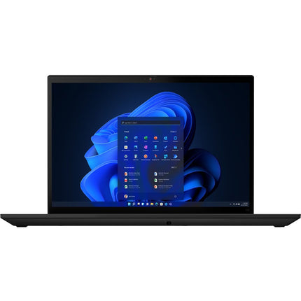 Front view of a refurbished Lenovo T16 G1 laptop showing Windows 11 home screen on a white background. - View 1