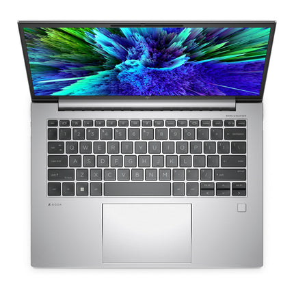 Front view of a refurbished HP ZBOOK FIREFLY 14 G10 A with 14” FHD vibrant display, black keyboard, large touchpad, fingerprint sensor. - View 3