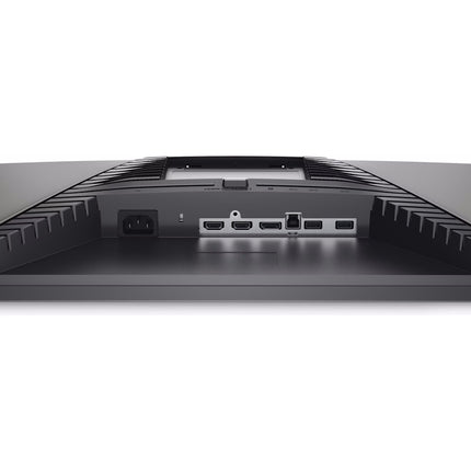 Rear view of a refurbished DELL 27" G2723H Gaming Monitor showing ports (power, HDMI, DisplayPort, audio, USB), vents, and controls. - View 3