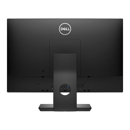 Rear view of a black Dell OptiPlex 5480 AIO, 23.8″ FHD monitor displaying the circular Dell logo, stand, and rear ports; perfect for refurbished desktop setups with Intel Core i5-10500T and Windows 11 Pro. - View 2