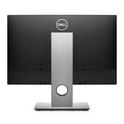Rear view of the Dell OptiPlex 5490 AIO, a 23.8″ FHD commercial desktop featuring a sleek black display, distinctive silver stand, and built-in cable management—perfect for upgrading any refurbished workspace. - View 2