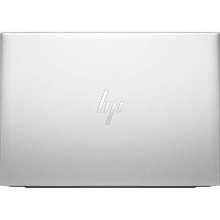 Top view of a closed silver HP EliteBook 865 G10 refurbished laptop with centered HP logo, AMD Ryzen 7, 32GB RAM, 1TB SSD. - View 2