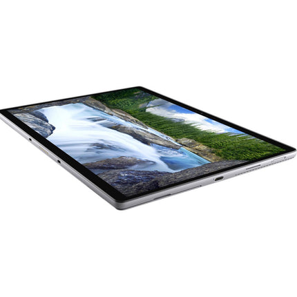 Front view of a slim, refurbished Dell Latitude 7320 Detachable showing a vivid waterfall image on its 13" FHD touch display. - View 5