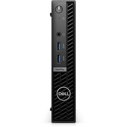 Front view of refurbished Dell OptiPlex 7010 Micro desktop with Intel Core i5, 16GB RAM, 256GB SSD, USB ports, and DELL logo. - View 1