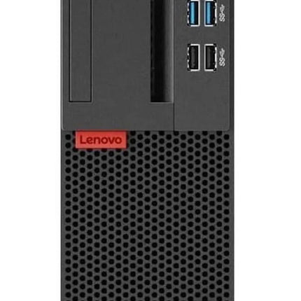 Front view of a refurbished Lenovo ThinkCentre M75S-1-SFF desktop with Ryzen 5 Pro, 8GB RAM, 256GB SSD, and red Lenovo logo. - View 1