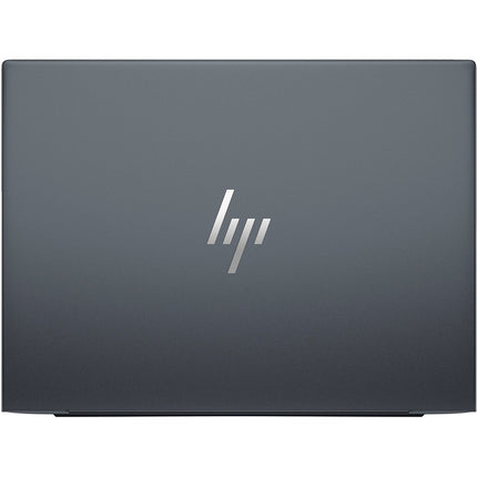 Top view of a closed HP DRAGONFLY G4 13.5” Touch laptop with a dark gray finish and centered silver HP logo on the lid, featuring Intel Core i7-1365U, 32GB DDR4 RAM, and 1TB NVMe SSD; refurbished unit displayed against a plain white background. - View 2