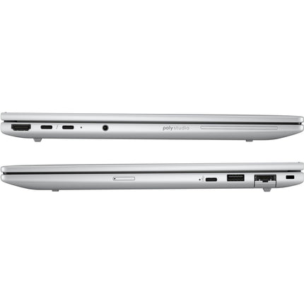 Side view of refurbished HP EliteBook 8 G1a 14 AI, showing HDMI, USB-C, Ethernet ports; AMD Ryzen 7 Pro, 32GB RAM, 1TB SSD. - View 3
