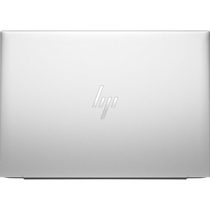 Top view of a closed silver HP EliteBook 865 G10 refurbished laptop with centered HP logo, AMD Ryzen 7, 32GB RAM, 1TB SSD. - View 2