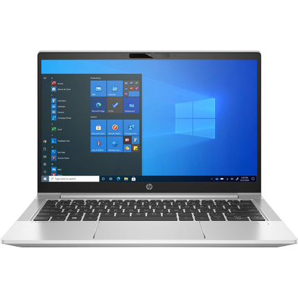 Front view of a refurbished HP ProBook 430 G8 laptop, 13.3″ FHD, Intel Core i5-1135G7 2.4GHz, 16GB DDR4, 256GB NVMe SSD, displaying the Windows 10 desktop interface. - View 1