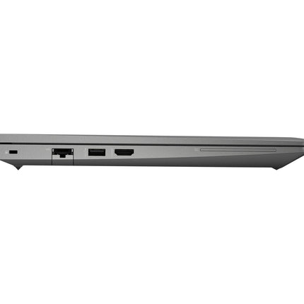 Side view of a closed gray HP ZBOOK Power G8 15.6″ laptop with Intel Core i7-11850H, showing Ethernet, two USB ports, HDMI, and an SD card or optical drive slot. - View 3