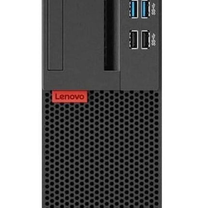 Front view of a refurbished Lenovo ThinkCentre M75S-1-SFF desktop with Ryzen 5 Pro, 8GB RAM, 256GB SSD, and red Lenovo logo. - View 1