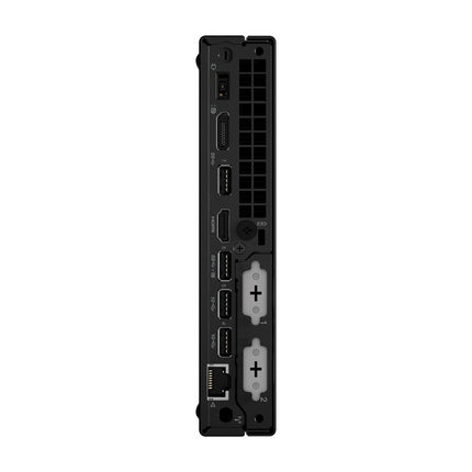 Rear view of the PlayStation 4 console back panel, displaying its array of ports—USB, HDMI out, LAN, power input, optical audio out, and AUX—highlighting connectivity options similar to a refurbished Lenovo ThinkCentre M90q Gen 3-Tiny with Intel Core i5-12500T. - View 2