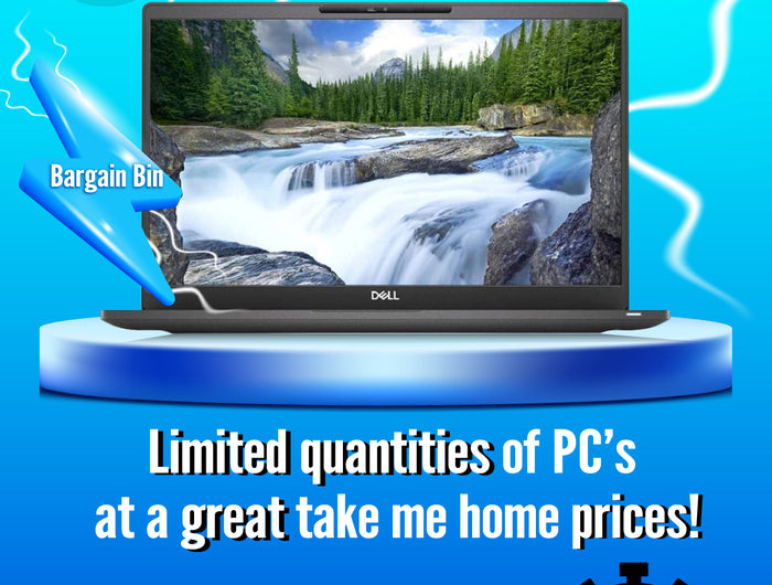 A limited-quantity laptop surrounded by flashing lightning, conveying urgency and a limited-time offer.