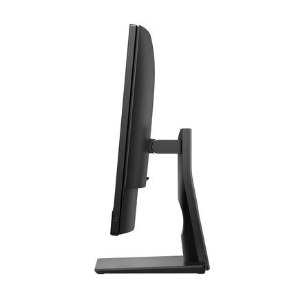 Side view of a black Dell OptiPlex 5480 AIO, featuring a 23.8″ FHD display, slim profile, and sturdy stand; equipped with Intel Core i5-10500T, 32GB RAM, and 1TB NVMe SSD—ideal for refurbished desktop setups. - View 4