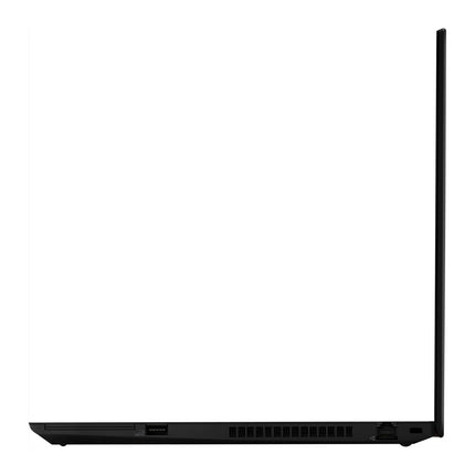 Front view of a thin Lenovo T15 G1 15.6” FHD laptop at 90°, white screen, bottom ports; i5-10210U, 16GB RAM, 512GB SSD. Refurbished. - View 4