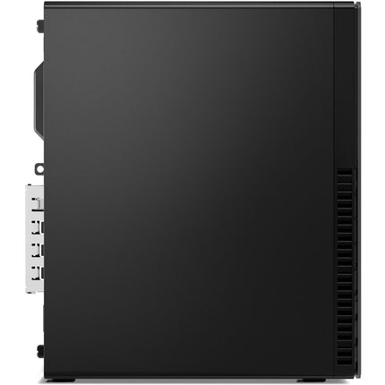 Side view of a refurbished Lenovo ThinkCentre M70S GEN 3 Small Form Factor (SFF) desktop, showcasing a solid metal panel with front vent openings and rear expansion slots, equipped with an Intel Core i5-12500 3.0GHz processor. - View 4