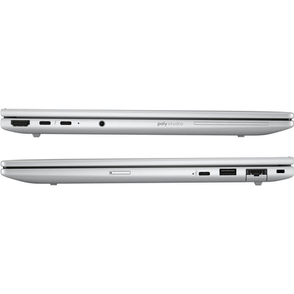Side view of refurbished HP EliteBook 8 G1a 14 AI, showing HDMI, USB-C, Ethernet ports; AMD Ryzen 7 Pro, 32GB RAM, 1TB SSD. - View 3